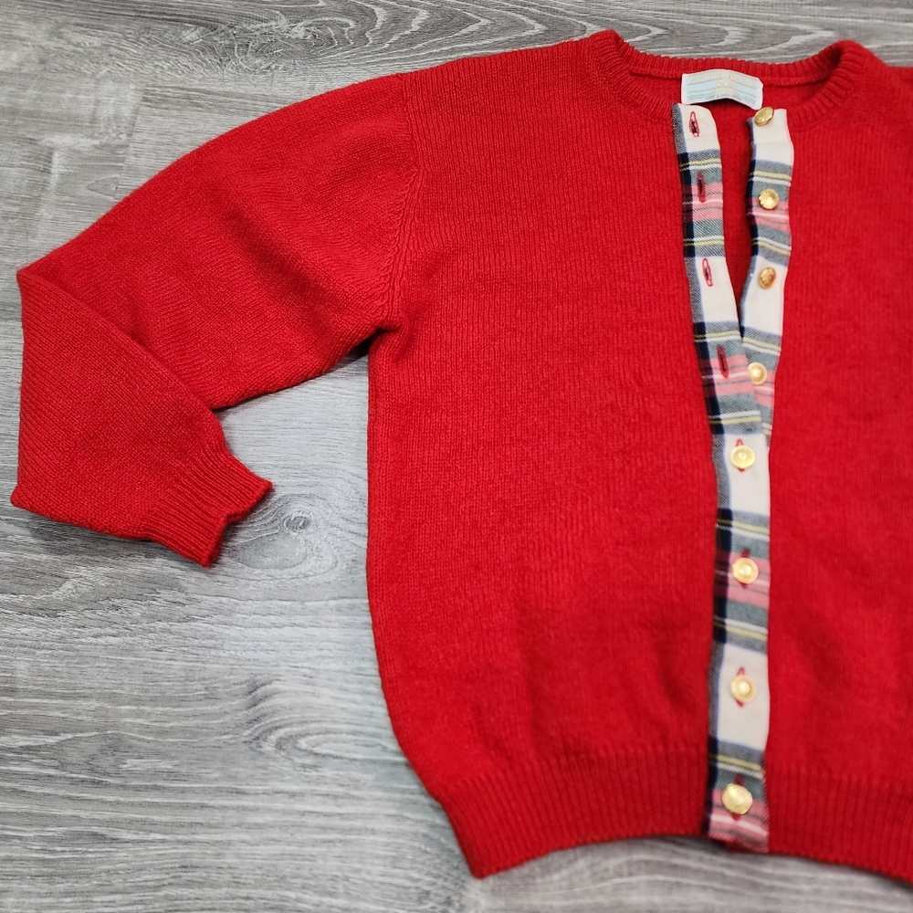 VINTAGE WOOL Archie Brown & Son of Bermuda Red Plaid Button Up Cardigan